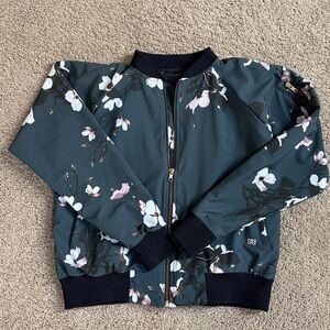 Albion Dark Floral Bomber Jacket with Gold Zipper